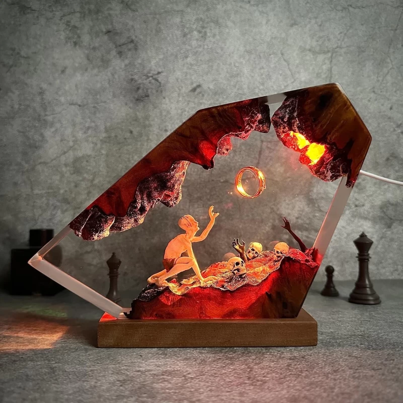 The Lord of the Rings Inspired Creepy Skeletons and Ring LED Light Sculpture